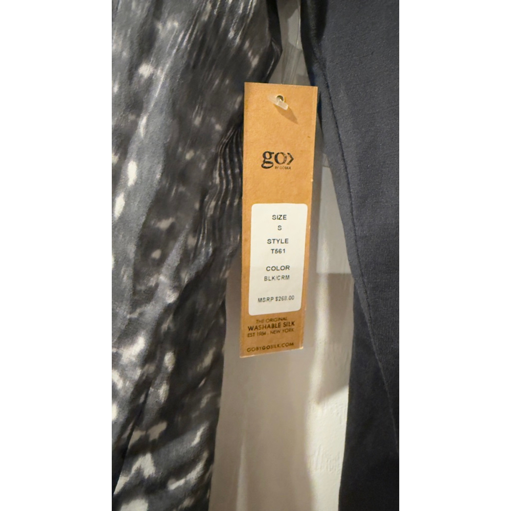 Women's Go Silk Blouse S gray Cream Washable Silk - Picture 3 of 9